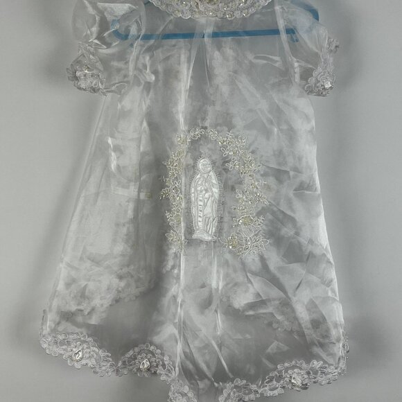 Zighi Baby Baptism Fit Flare Dress & Cardigan Size 6M White Floral Round Neck - Picture 12 of 13